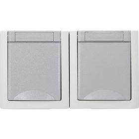 Pacific FR Schuko-Steckdose 2-fach waag. grau 90591088-DE