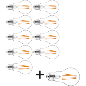 Aktion GreenLED Filament Lampe AGL klar E27 2,2W 470lm 9+1 Inhalt: 10 Stück (9+1 kostenlos)