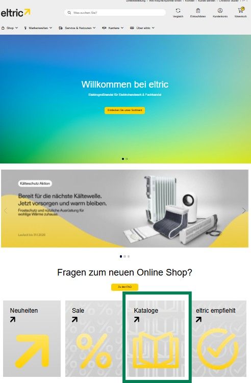 Kataloge auf der Startseite