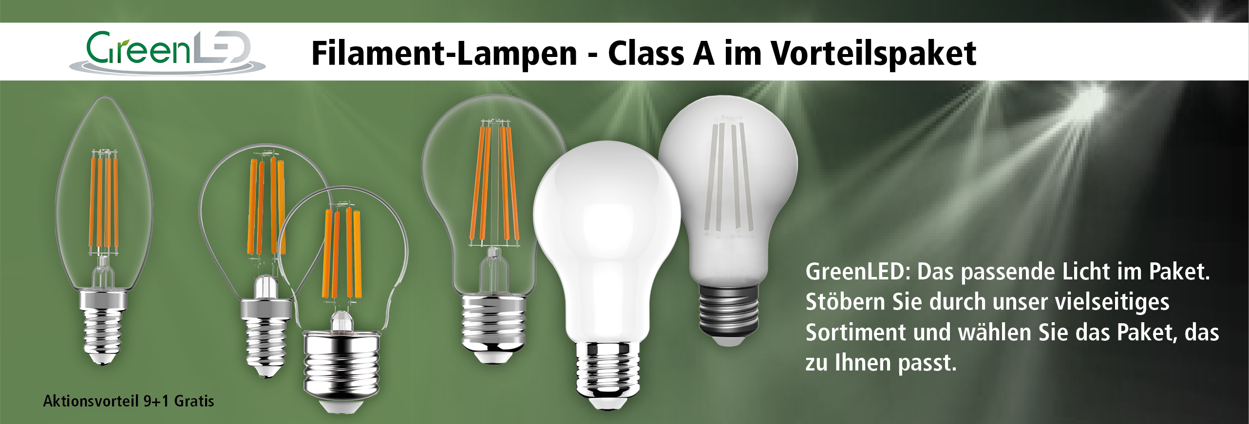 GreenLED-Filament-Leuchtmittel 9+1 Aktion
