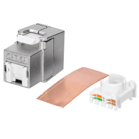 RJ45 Shortbody Keystone STP CAT6A 500MHz mit Shutter E-20093