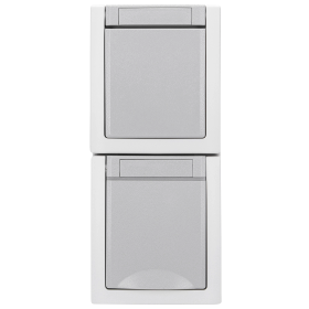 Pacific FR Schuko-Steckdose+Wechselsch. senkrecht grau 90591098-DE