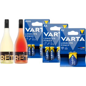 Varta Longlife Power Paket mit Wein Beigabe