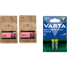 Varta Wiederaufladbares Akku Paket mit Kaffee Beigabe