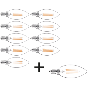 Aktion GreenLED Filament Kerzenlampe klar E14 2,2W 470lm 9+1 Inhalt: 10 Stück (9+1 kostenlos)