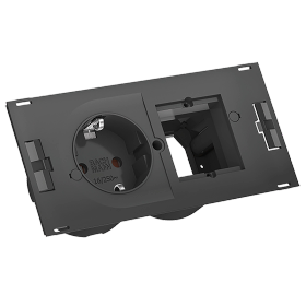 DUE Steckdosenleiste schwarz 929.030 1xSchuko, 10x Custom Modul leer
