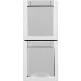 Pacific FR Schuko-Steckdose+Wechselsch. senkrecht grau 90591098-DE