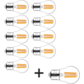 Aktion GreenLED Filament Tropfenlampe klar E27 2,2W 470lm 9+1 Inhalt: 10 Stück (9+1 kostenlos)