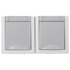 Pacific FR Schuko-Steckdose 2-fach waag. grau 90591088-DE