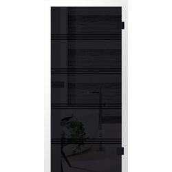 JOKA Glastür LINE UP,BLACKLINE Dark Grey Fläche KLAR, Streifen SCHWARZ Digitalpr.