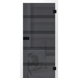 JOKA Glastür LINE UP BLACKLI. Light Grey Fläche KLAR, Streifen SCHWARZ Digitalpr.