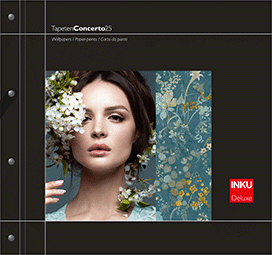Übersichtsgrafik zur INKU Tapetenkollektion mit Cover und Designvorschau auf der Landingpage