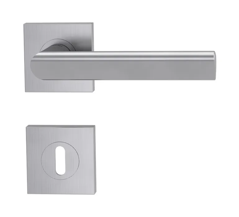 Drückergarnitur TRI 134 Edelstahl matt 'EDE', TS 40-45 mm Schraubrosette ECKIG BB