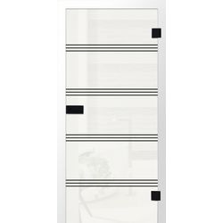 JOKA Glastür LINE UP,BLACKLINE Extraweiß Fläche MATT, Streifen SCHWARZ Digitalpr.