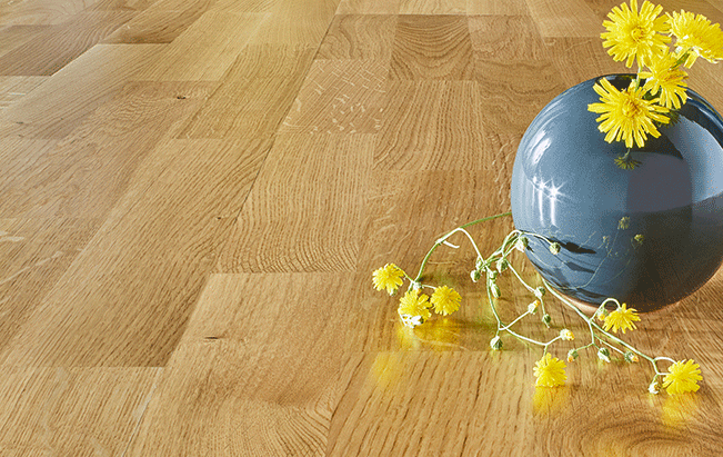 Kingston parquet flooring with yellow accents