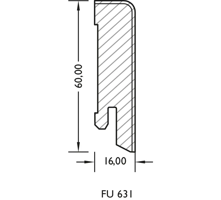 631 Sockelleiste PE furniert 16x60mm