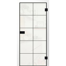 JOKA Glastür CUBUS2, BLACKLINE Extraweiß Fläche MATT, Streifen SCHWARZ Digitalpr.