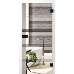 JOKA Glastür LINE UP,BLACKLINE Weißglas Fläche KLAR, Streifen SCHWARZ Digitalpr.