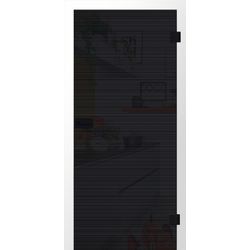 JOKA Glastür ORTELLO,BLACKLINE Ligh.Grey Fläche KLAR, Streifen SCHWARZ Digitalpr.