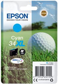 Epson Golf ball Singlepack Cyan 34XL DURABrite Ultra Ink, Hohe (XL-) Ausbeute, Cyan, 10,8 ml, 1 Stück(e), 950 Seiten