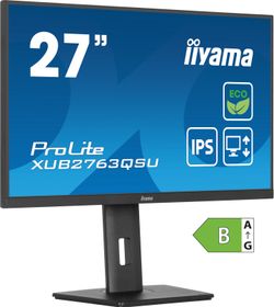 Iiyama ProLite 27&quot; (68.6 cm) Monitor mit IPS-Panel-Technologie, QHD -Auflösung, einem höhenverstellbaren Standfuß und Energieklasse B, 68,6 cm (27&quot;), 2560 x 1440 Pixel, Full HD, LED, 2 ms, Schwarz