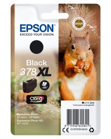 Epson Squirrel Singlepack Black 378XL Claria Photo HD Ink, Hohe (XL-) Ausbeute, Tinte auf Pigmentbasis, 11,2 ml, 500 Seiten, 1 Stück(e)