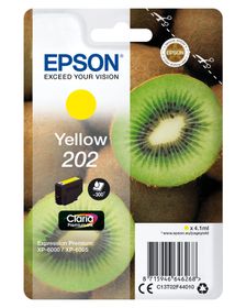 Epson Kiwi Singlepack Yellow 202 Claria Premium Ink, Standardertrag, Gelb, Tinte auf Pigmentbasis, 4,1 ml, 1 Stück(e), 300 Seiten