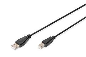 DIGITUS USB 2.0 Anschlusskabel, 1,8 m, USB A, USB B, USB 2.0, Männlich/Männlich, Schwarz