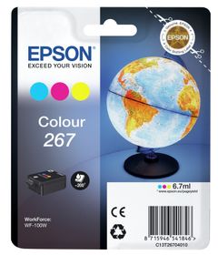 Epson Globe Singlepack Colour 267 ink cartridge, Cyan, Magenta, Gelb, Tinte auf Pigmentbasis, 6,7 ml, 1 Stück(e), 200 Seiten