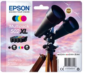 Epson Multipack 4-colours 502XL Ink, Hohe (XL-) Ausbeute, Schwarz, Cyan, Magenta, Gelb, Tinte auf Pigmentbasis, Tinte auf Farbstoffbasis, 9,2 ml, 6,4 ml