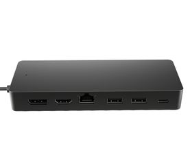 HP Universeller USB-C-Multiport-Hub, Andocken, USB 3.2 Gen 2 (3.1 Gen 2) Type-C, Schwarz, 4K Ultra HD, 60 Hz, DisplayPort, HDMI, RJ-45, USB 3.2 Gen 1 (3.1 Gen 1) Type-A, USB 3.2 Gen 1 (3.1 Gen 1) Type-C