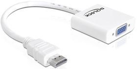 Delock 65346, VGA (D-Sub), HDMI Typ A (Standard), Männlich, Weiblich, 1920 x 1080 Pixel, Weiß