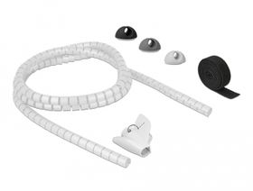 Delock Kabelmanagement Set 5 Stück, Kabel-Flexrohr, Tisch/Wand, Kunststoff, Velcro, Schwarz, Grau, Weiß