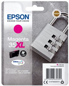 Epson Padlock Singlepack Magenta 35XL DURABrite Ultra Ink, Hohe (XL-) Ausbeute, Magenta, Tinte auf Pigmentbasis, 20,3 ml, 1 Stück(e), 1900 Seiten