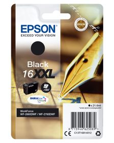 Epson Singlepack Black 16XXL DURABrite Ultra Ink, Extrahohe (Super-) Ausbeute, Schwarz, Tinte auf Pigmentbasis, 21,6 ml, 1 Stück(e), 1000 Seiten