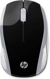 HP Wireless-Maus 200 (Pike Silver), Beidhändig, Optisch, RF Wireless, 1000 DPI, Schwarz, Silber