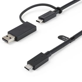StarTech.com 1m USB-C Kabel mit USB-A Adapter-Dongle, USB 10Gbps/5Gbps, 100W (5A) PD, 8K 60Hz/4K 144Hz DP-Alt-Modus - Thunderbolt-kompatibel, 1 m, USB C, USB C, USB 3.2 Gen 2 (3.1 Gen 2), 10 Gbit/s, Schwarz