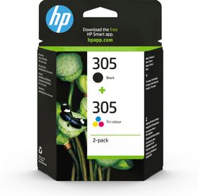 HP 305 2er-Pack Cyan/Magenta/Gelb/Schwarz Original Druckerpatrone, Standardertrag, Schwarz, Cyan, Magenta, Gelb, Tinte auf Farbstoffbasis, Tinte auf Pigmentbasis, 2 Stück(e), Doppelpack