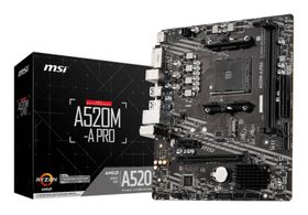 MSI A520M-A PRO, AMD, Sockel AM4, AMD Ryzen 3000 Series, DDR4-SDRAM, 64 GB, DIMM