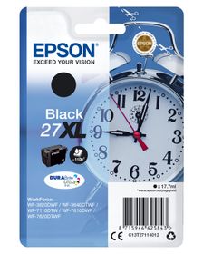 Epson Alarm clock Singlepack Black 27XL DURABrite Ultra Ink, Hohe (XL-) Ausbeute, Schwarz, Tinte auf Pigmentbasis, 17,7 ml, 1 Stück(e), 1100 Seiten