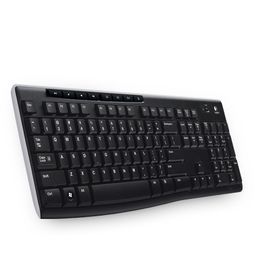 Logitech Wireless Keyboard K270, Volle Größe (100%), Kabellos, RF Wireless, QWERTZ, Schwarz