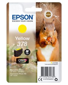 Epson Squirrel Singlepack Yellow 378 Claria Photo HD Ink, Standardertrag, Gelb, Tinte auf Pigmentbasis, 4,1 ml, 1 Stück(e), 360 Seiten