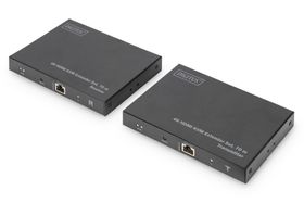 DIGITUS 4K HDMI KVM Extender Set, 70 m, Sender und Empfänger, 70 m, Cat6, Cat7, Cat8, Schwarz, Aluminium, Status