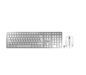 Cherry DW 9100 SLIM, Kabellos, RF Wireless + Bluetooth, AZERTY, Silber, Maus enthalten