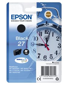 Epson Alarm clock Singlepack Black 27 DURABrite Ultra Ink, Standardertrag, Schwarz, Tinte auf Pigmentbasis, 6,2 ml, 1 Stück(e), 350 Seiten