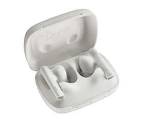 Poly Voyager Free 60 UC White Sand Earbuds +BT700 USB-C Adapter +Basic-Ladeetui, Kabellos, Anrufe/Musik, Kopfhörer, Weiß