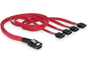 Delock Cable mini SAS 36pin to 4x SATA, Rot, 0,5 m, SAS 36pin/4xSATA 7pin