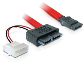 Delock Cable SATA Slimline female + 2pin power &gt; SATA, 0,3 m, Rot