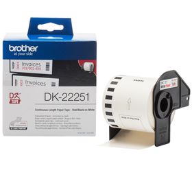 Brother DK-22251, Schwarz und rot auf weiß, DK, Schwarz, Blau, Weiß, Wärmeübertragung, QL-800 QL-810W QL-820NWB, 6,2 cm