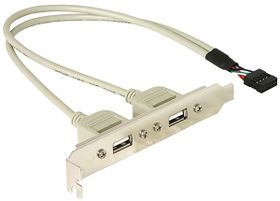 Delock Slotbracket 1x internal USB 5pin &gt; 2x USB2.0 external, 0,3 m, USB A